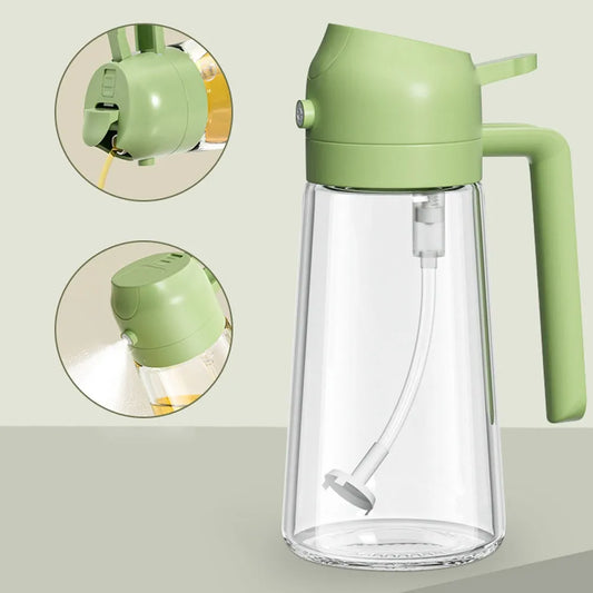 2-in-1 Oil Dispenser & Sprayer (470ml) – Glass Bottle