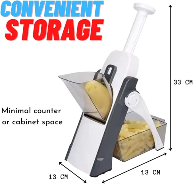 Multifunction Vegetable Slicer & Mandoline Cutter – Safe Kitchen Chopper for Fruits, Salad & Vegetables (Adjustable 8 Thickness Settings – Grey)