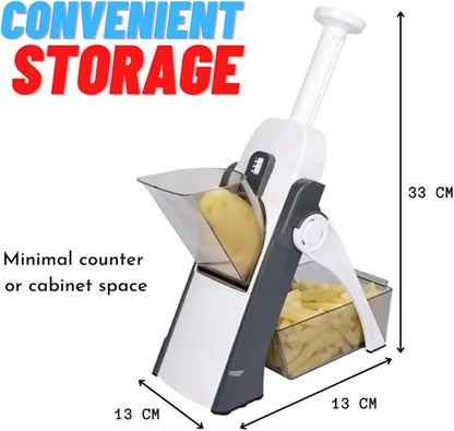 Multifunction Vegetable Slicer & Mandoline Cutter – Safe Kitchen Chopper for Fruits, Salad & Vegetables (Adjustable 8 Thickness Settings – Grey)