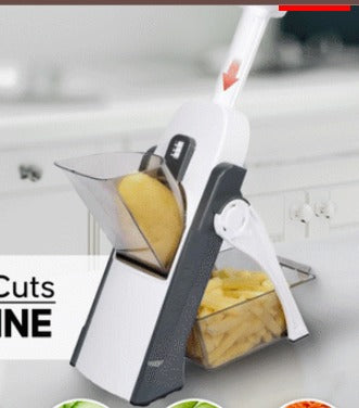 Multifunction Vegetable Slicer & Mandoline Cutter – Safe Kitchen Chopper for Fruits, Salad & Vegetables (Adjustable 8 Thickness Settings – Grey)